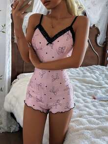 CottageSlumber Women's Sleeveless Jumpsuit With V-Back And Bow Decor, Comfortable And Elegant - Dusty Pink - View 2