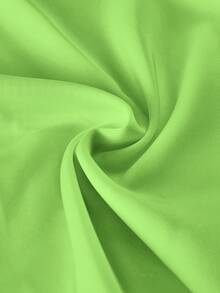 SHEIN EZwear Casual Round Neck Short Sleeve Fitted Women T-Shirt, Green Floral Print Pattern, Suitable For Summer Neon Green Top Cropped Tees - Green - View 3