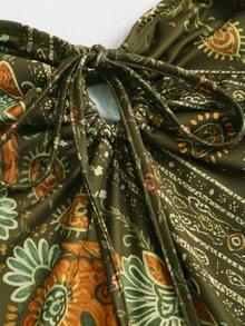 Flirla Fashionable Women's Multi-Color Vacation Style Printed Tube Dress - Green - View 7