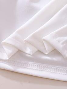 SHEIN 女童休闲短袖蝴蝶结装饰白色T恤搭配红色百褶裙套装，校园风夏季服装 - 紅色 - 查看 6