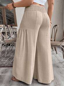 EMERY ROSE Damen Große Größen einfarbige Loose Fit Hose mit Kordelzug und weitem Bein, Frühling & Herbst - Aprikosenfarben - Übersicht 2