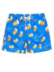 Manfinity RSRT Quần short đi biển nam in họa tiết, quần bơi Michelob Ultra, quần bơi hình bia, quần bơi màu xanh dương đậm, quần bơi nam ngộ nghĩnh. - Màu xanh lam - Xem 5