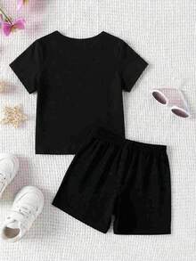KPOP Girl Graphic Print Short Sleeve T-Shirt And Shorts Casual Set - Multicolor - View 4
