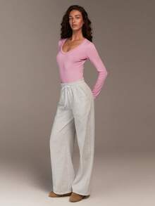 VARSIVA Women's Solid Color V-Neck Long Sleeve Casual Bodysuit - Multicolor - View 7