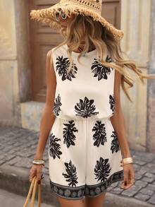 Brillora Women's Casual Sleeveless Bohemian Style Printed Jumpsuit, Suitable For Summer Outings And Vacations - Multicolor - View 1