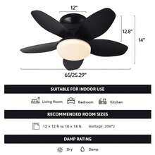 1个带灯吊扇 - 低矮型带灯吊扇，LED可调光，现代风格，适用于卧室和客厅 - 彩色 - 查看 7