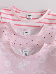 6件套女婴粉色系列打底裤和长袖连体衣睡衣套装 - 粉色 - 查看 5