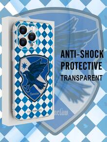 HARRY POTTER X SHEIN 1个拉文克劳图案手机壳 - 时尚美观的蓝色棋盘格鹰徽设计 | 时尚透明防震软壳，兼容iPhone 17/17 Pro/17 Pro Max/Air 和 16/15/14/13/12/11/Pro/Pro Max/X/XR/XS/XS Max/7/8/Plus - 無色 - 查看 1