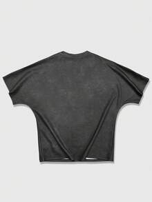 ROMWE MEN Men's Letter & Skull Hand Print Round Neck Short Sleeve Casual Versatile T-Shirt - Black - View 2