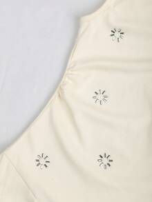 GlowEve Elegant Rhinestone Embellished Sleeveless Bodysuit, Summer - Apricot - View 6