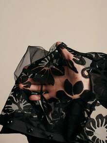 Arave Women's Woven Hollow-Out Lace Casual Vacation Style Short Sleeve Top And Long Skirt 2-Piece Set, Elegant Dress - Black - View 8