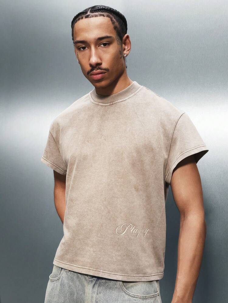 PLAYBOY X SUMWON Logo Washed Cropped Tee With Back Print