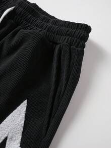 ROMWE MEN Street Life Men's Star Print Drawstring Waist Pocket Shorts - Black - View 4