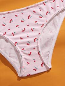 Eraneu 2pcs Cherry Print Lingerie Set, Bra And Panty For Women - Pink - View 9