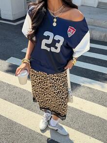 Muchica Chân váy satin họa tiết da báo phối ren dành cho nữ - Nhiều màu - Xem 4