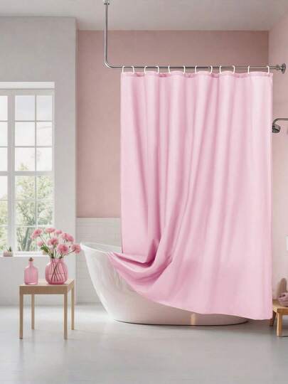 1 Piece 150x180 Cm Pink Waterproof Anti Mildew Shower Curtain High Quality Machine Washable Fabric For Bathroom Balcony Separation Window Decor Modern Home Apartment Hotel Room Partition Privacy Drapes Bathroom Essentials Waterproof Curtain