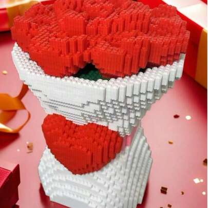 1 Bộ Đồ Chơi Xếp Hình Bó Hoa Hồng, Khối Lắp Ghép Nhỏ, Đồ Chơi 3D, Quà Tặng Ngày Valentine Cho Bạn Bè Và Gia Đình, Quà Tặng Hoa Hồng