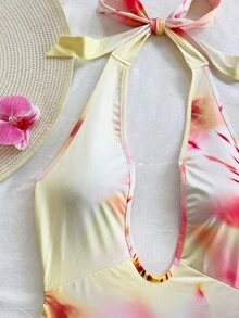 Soleia 女士印花深V领性感迷你连衣裙，度假风 - 彩色 - 查看 3