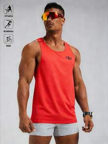 Manfinity Sport Polished Men's Geometric Print Casual Fitness Crew Neck Tank Top - Orange - View 2