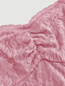 SHEIN MOD Women's Sweetheart Neck Ruched Bust Flare Sleeve Lace Dress ,Summer Dress,Spring Dresses For Women - Pink - View 4