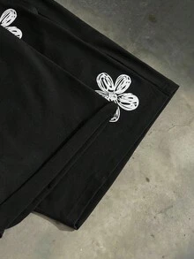 SWAVVY 男士休闲印花抽绳腰带口袋短裤 - 黑色 - 查看 7