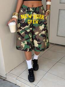 SHEIN HypeZone Women's Fashion Loose Camouflage Print Shorts - Multicolor - View 5