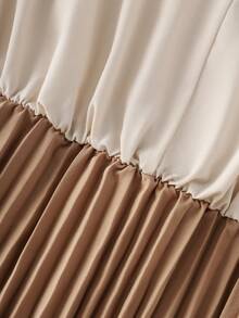 GlowEve 女士撞色蝴蝶结领褶皱A字优雅日常通勤时尚法式街头复古百搭商务春夏衬衫裙 - 彩色 - 查看 6