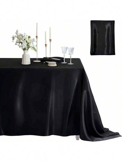 1 khăn trải bàn hình chữ nhật, chất liệu satin tối giản hiện đại, chống nhăn, thích hợp cho gia đình, khách sạn, tiệc chiêu đãi, tiệc tùng và trang trí ngày lễ, Giáng sinh.