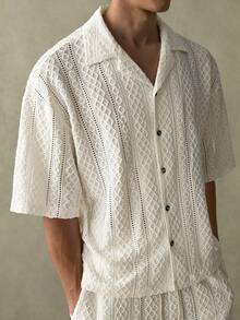 Manfinity Unisex Men's Textured Short Sleeve Shirt, Spring/Summer - Apricot - View 2