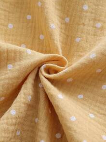 2pcs/Set Young Girl' Polka Dot Print Cute Peter Pan Collar Short Sleeve Cardigan And Casual Pants Homewear Set Yellow Pajama Set Kids Collar Neck Unisex Long Pajama Sets Cotton Summer Sleep Wear Sets Pajamas Set Two Piece - Yellow - View 5