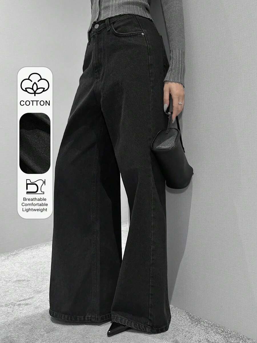 DAZY Loose Fit Relaxed Draping Ankle Length Women Jeans - Black - View 1