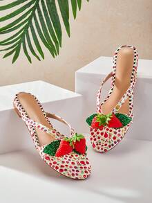SHUZIA Women's Casual Comfortable Strawberry Ornament Thong Style Flat Sandals - Multicolor - View 5