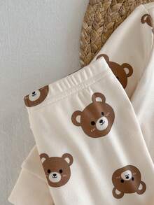 Loomiva Baby Boy Cartoon Bear Print Soft Knit Crew Neck Long Sleeve Top And Elastic Waist Long Pants 2-Piece Snug Fit Pajama Set - Multicolor - View 7