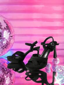 CUCCOO LuxiPop Women Heeled Sandals - Black - View 2