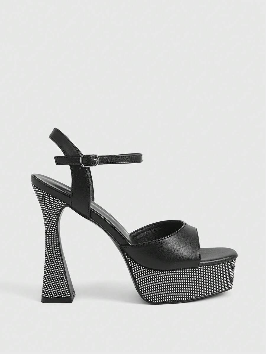 CUCCOO LuxiPop Women Heeled Sandals - Black - View 1