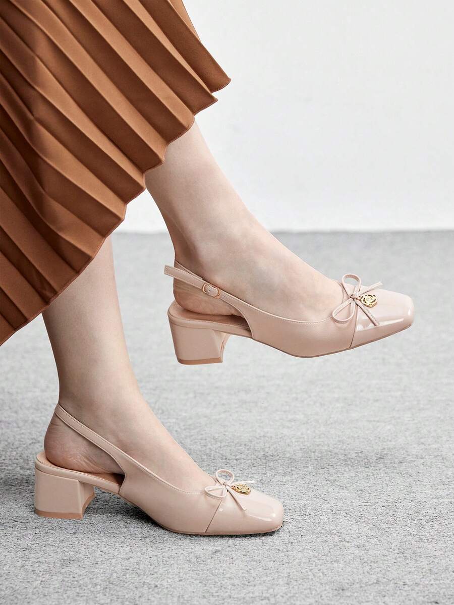 CUCCOO BIZCHIC Women's Classic Low Heel Slip-On Flats, Black For Christmas Valentine's Day Spring Shoes - Apricot - View 1