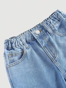 Young Boy Spring Summer Distressed Stylish Flame & Letter Print Loose Fit Blue Denim Baggy Jeans,Suitable For Boys Playful Style,Comfortable For Boys Daily Wear And Outings Spring Summer Baggy Jeans,Carnival Boys Look 2026,Boys Party Clothes,Summer Vacation Outfits,Graphic Jeans Boys - Light Wash - View 3