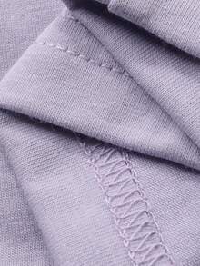 DAZY 2件套女士可爱长颈鹿印花条纹宽松开衫长袖套装和直筒长睡裤套装，春秋季 - 淡紫色 - 查看 7