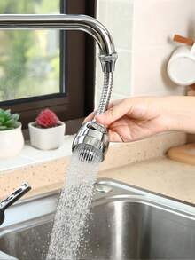 1个通用节水水龙头延长器防溅喷头带过滤器，适用于厨房浴室水槽，秋季家居升级返校必备品 - 中長款2模式軟管銀色大頭 - 查看 4
