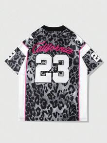 ROMWE MEN Prep 男士数字印花冰球球衣短袖运动T恤，夏季 - 彩色 - 查看 2