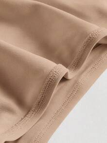 SHEIN MOD Top corto ajustado de un solo hombro con drapeado en rojo - Marrón - Ver 4