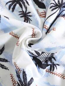 SHEIN 3pcs/Set Young Boy Casual Vacation Style Palm Tree Print Sleeveless Loose Knit Tank Top Set, Suitable For School, Vacation, Spring And Summer - Khaki - View 6