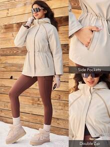 OutZeal 女士防水保暖绗缝抽绳腰带户外夹克 滑雪徒步露营冬季