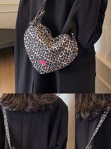 Joivida 1 件装极简豹纹斜挎包 女士可爱圆点心形软肩包 情人节新年开学季适用（棕色/米色/白色） - 彩色 - 查看 11