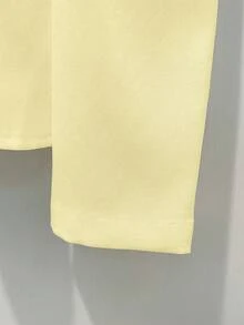 SHEIN LUNE 优雅奢华的手工珍珠装饰收腰圆领上衣，后背拉链，白色，适合秋冬季外出和叠穿。 - 淡黃色 - 查看 5