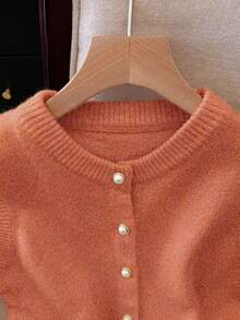 Franclia Áo vest len nữ thanh lịch, tối giản, phong cách Pháp, đa năng, sang trọng. - trái cam - Xem 3