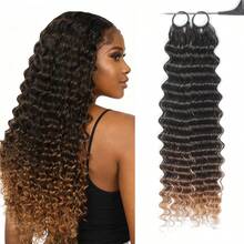 Boho Braids Human Crochet Hair In 100% Remy Human Hair Feather Line Crochet Hair Braids Salon Silky Seamless Invisible Natural Black Color For Thin Hair Woman Micro Pre Looped Crochet Human Hair Deep Wave Extensions