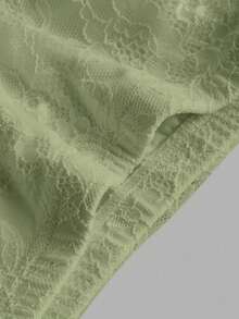 SHEIN MOD 女士白色蕾丝荷叶边迷你裙，情人节，度假装扮，性感夜店装扮 - 綠色 - 查看 4