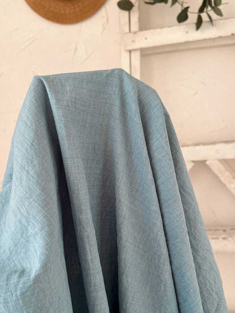 Plus Size Women's Blue Bat Sleeve Single-Breasted Casual Shirt For Summer/ Vacation Summer Top Summer Summer Spring Spring Women Spring Country Style For Women