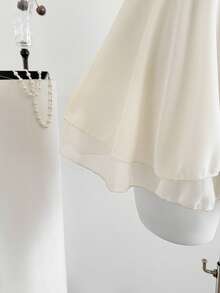 Sweetra Elegant Metal Buckle Criss-Cross Tie Waist Ruched Asymmetric Hem Romantic French Style Spring Fashion New Women Dress - Apricot - View 4